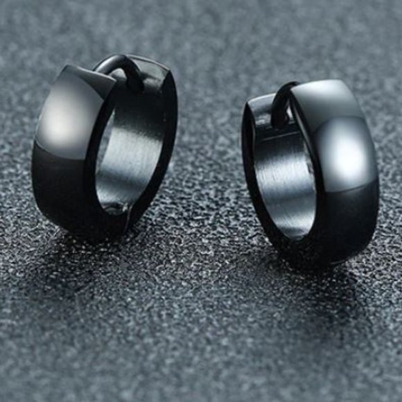 Ion Plated Stainless Steel Huggie Hoop Earrings - Picture 2 of 4